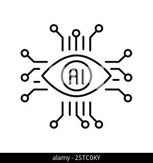computer vision line icon. Vector isolated element. Editable stroke. Stock Vector