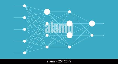 Learning process in a neural network: AI and deep learning concept Stock Vector