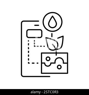 crop monitoring line icon. Vector isolated element. Editable stroke. Stock Vector
