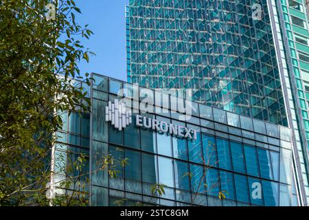 Exterior view of the Euronext building in the Paris La Défense business district. Euronext is the main stock exchange in the Eurozone Stock Photo