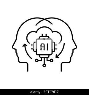 digital twins line icon. Vector isolated element. Editable stroke. Stock Vector