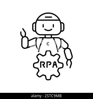 robotic process automation line icon. Vector isolated element. Editable stroke. Stock Vector