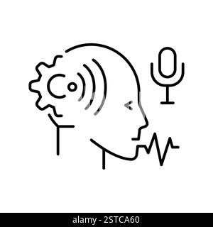 speech recognition line icon. Vector isolated element. Editable stroke. Stock Vector