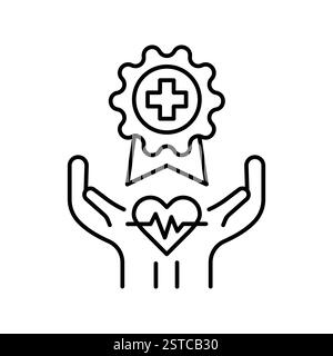Quality medical standards line icon. Vector isolated element. Editable stroke. Stock Vector
