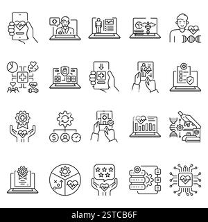 E-health line icon. Vector isolated element. Editable stroke. Stock Vector