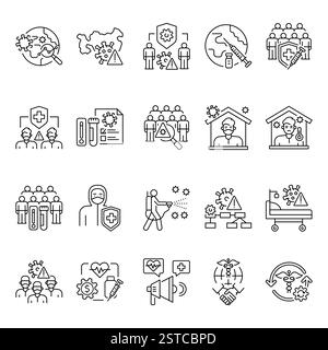 Epidemic line icon. Vector isolated element. Editable stroke. Stock Vector