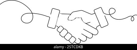 Continuous Line Drawing of a Handshake – Business Agreement and Partnership Concept Stock Vector
