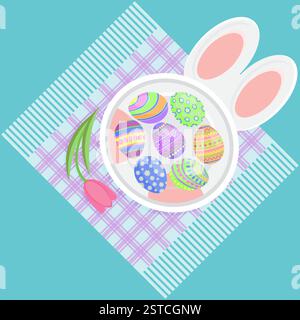 Happy Easter Spring Holiday Eggs Traditional Food Stock Vector