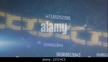 Image of data processing over shapes and chain Stock Photo
