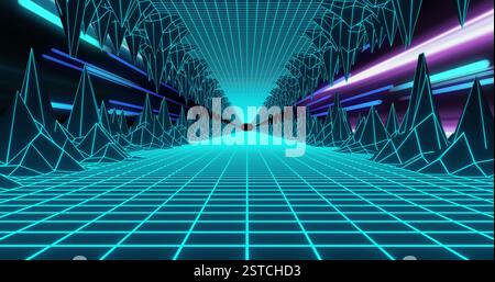 Image of digital tunnel over blue shapes Stock Photo