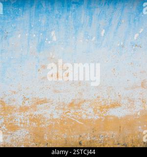 Dilapidated beige and blue wall texture Stock Photo