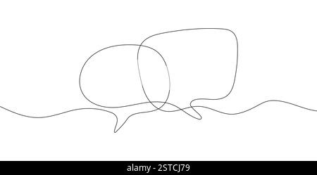 Two bubble speech continuous one line drawing. Minimalist outline concept representing Stock Vector