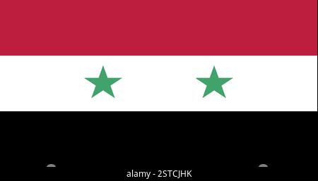 Flag of Syria, national flag with red, white and black stripes and two green stars Stock Vector