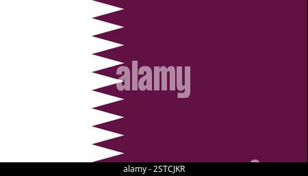 Flag of Qatar, national flag with maroon field and white serrated band with nine points Stock Vector