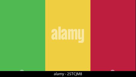 Flag of Mali, national flag with green, yellow and red vertical stripes Stock Vector
