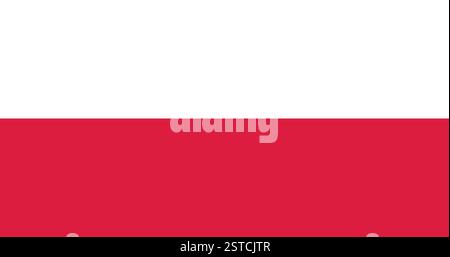 Flag of Poland, national flag with white and red horizontal stripes Stock Vector