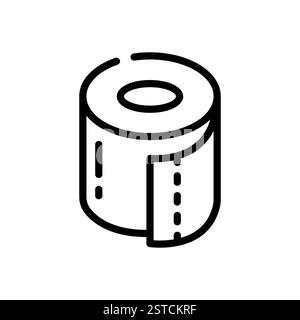 Toilet paper icon isolated on white and black colors. toilet paper outline linear vector icon from bathroom collection for mobile apps, web and ui. Stock Vector