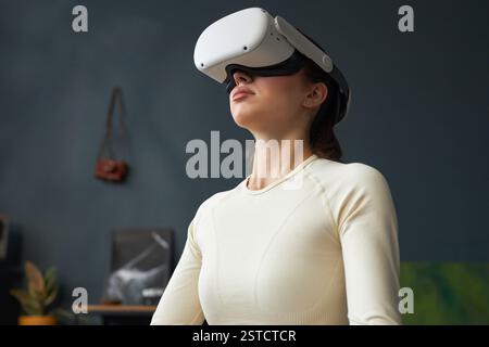 Exploring Virtual Reality with Headset Immersive Experience Stock Photo