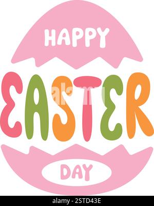 Happy Easter Day Typography White Background  Stock Vector