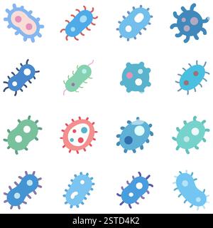 Vector illustration of microbe or germ icons set, good for educational or medical purpose Stock Vector