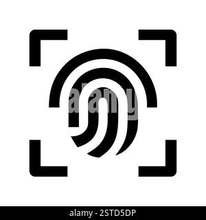 Fingerprint icon. Black and white fingerprint design. Cybersecurity concept. Vector illustration Stock Vector