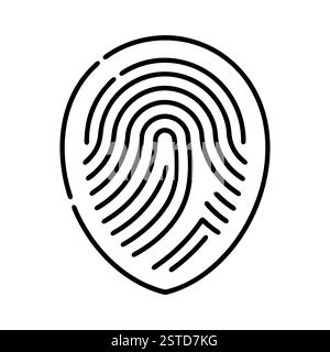 Fingerprint icon. Black and white fingerprint design. Cybersecurity concept. Vector illustration Stock Vector