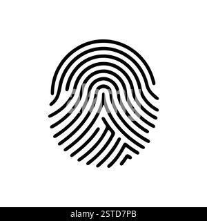 Fingerprint icon. Black and white fingerprint design. Cybersecurity concept. Vector illustration Stock Vector