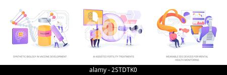 AI and Biotech Revolutionizing Health Solutions abstract concept vector illustrations. Stock Vector