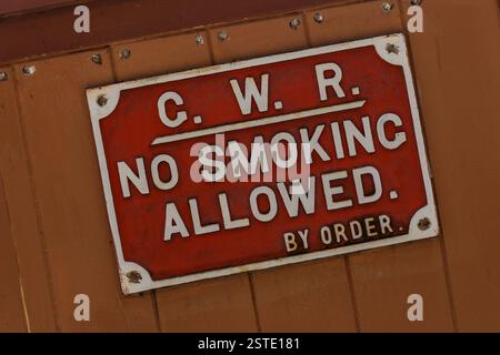 A Great Western Railway (GWR), No Smoking Allowed by order cast iron sign, England, UK Stock Photo