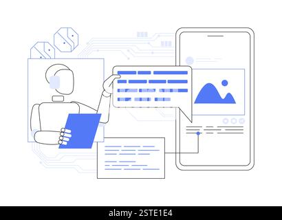 AI-Driven Caption Creation abstract concept vector illustration Stock ...