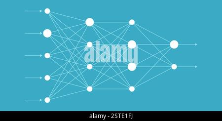 Learning process in a neural network: AI and deep learning concept Stock Vector