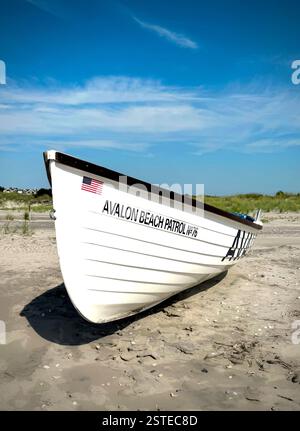 Lifeguard boat at Avalon Beach, New Jersey, USA. Stock Photo