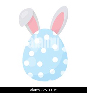 Easter egg with bunny ears. Vector illustration in flat style. Stock Vector