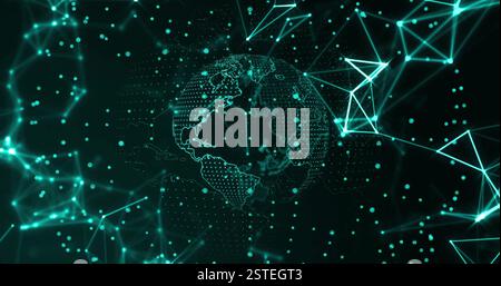 Digital globe with network connections and data points, futuristic image Stock Photo