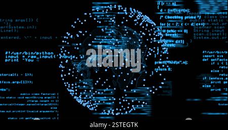 Digital globe with data points and programming code image Stock Photo