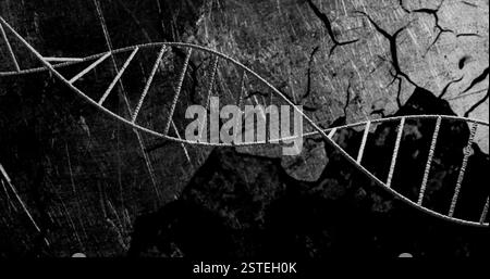 DNA strand image over dark, textured background Stock Photo