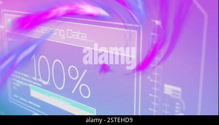 Loading data image over abstract purple and blue background Stock Photo