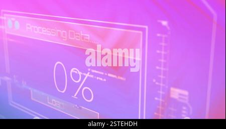 Processing data image with loading bar over pink background Stock Photo