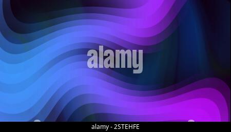 Wavy blue and purple lines image on dark background Stock Photo