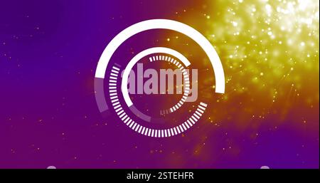 Circular progress bar image over purple and yellow sparkling background Stock Photo