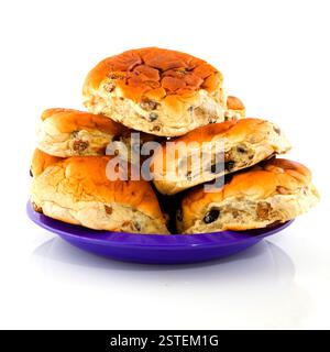 Currant bread rolls on a plate Stock Photo