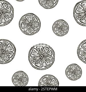 Sliced of mandarine seamless pattern. Vector illustration of tangerine. Graphic style. Isolated from the background. Packaging dried fruits, Christmas Stock Vector