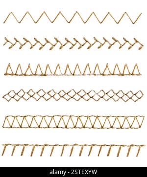 A set of variety of sewing thread stitches isolated cutout on white Stock Photo