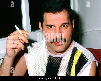 Freddie Mercury of Queen on the boat Italie in Montreux,Switzerland Stock  Photo