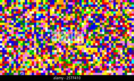 thousands of small squares  that simulate the position of colored pixels randomly distributed on the screen Stock Photo