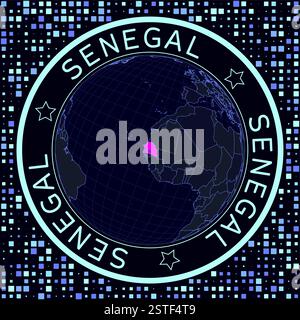 Senegal on globe vector. Futuristic satellite view of the world centered to Senegal. Stock Vector