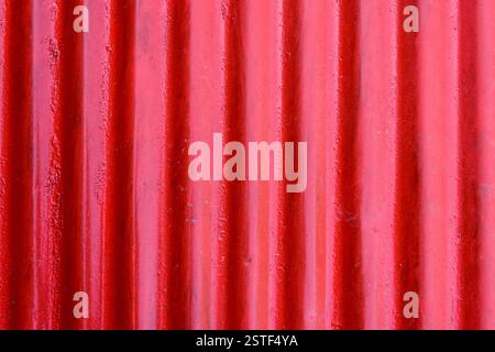 Red corrugated steel sheet texture Stock Photo