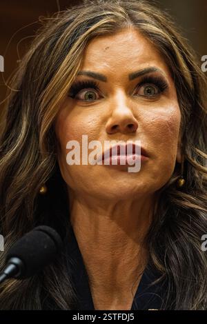 Homeland Security Secretary Kristi Noem speaks during a television ...