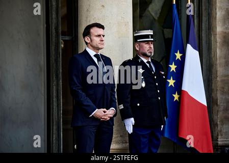 Paris, France. 17th Feb, 2025. French President Emmanuel Macron receiving European leaders at the Elysee Palace on February 17, 2025, for an informal meeting on the situation in Ukraine and security issues in Europe. - 17/02/2025 - France/Paris - Antonin Burat/Le Pictorium Credit: LE PICTORIUM/Ģ����ý Live News Stock Photo