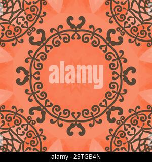 Arabesque motif. Seamless doodle flower frame background in vector with textural pattern. Ethnic abstract floral pattern. Stock Photo